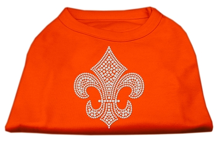 Silver Fleur de Lis Rhinestone Shirts Orange Med